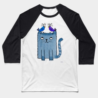 Bird Brain Kitty Baseball T-Shirt